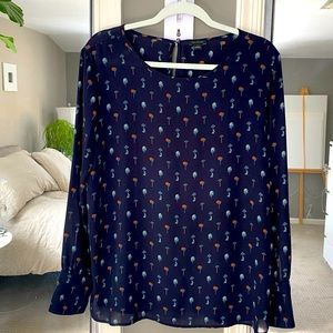 Ann Taylor blue long sleeve blouse